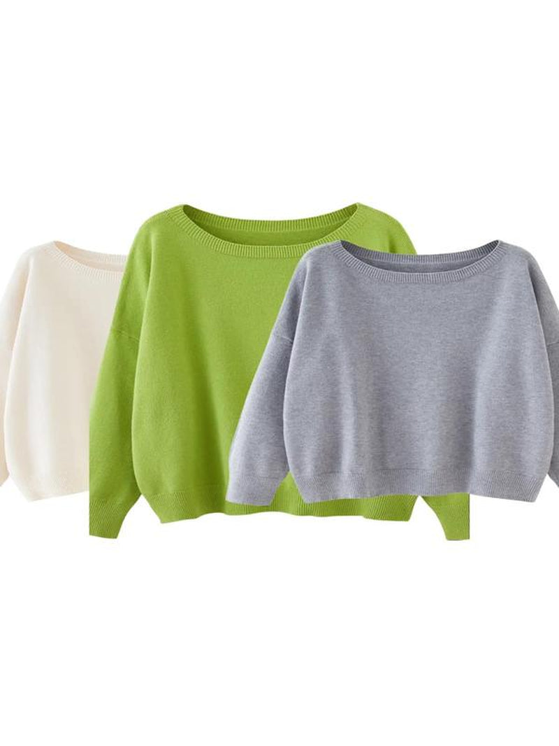 Scoop Neck Knitted Sweater