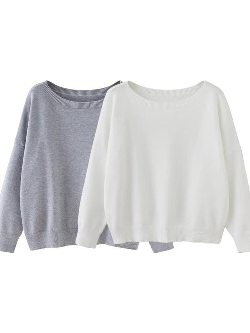Scoop Neck Knitted Sweater
