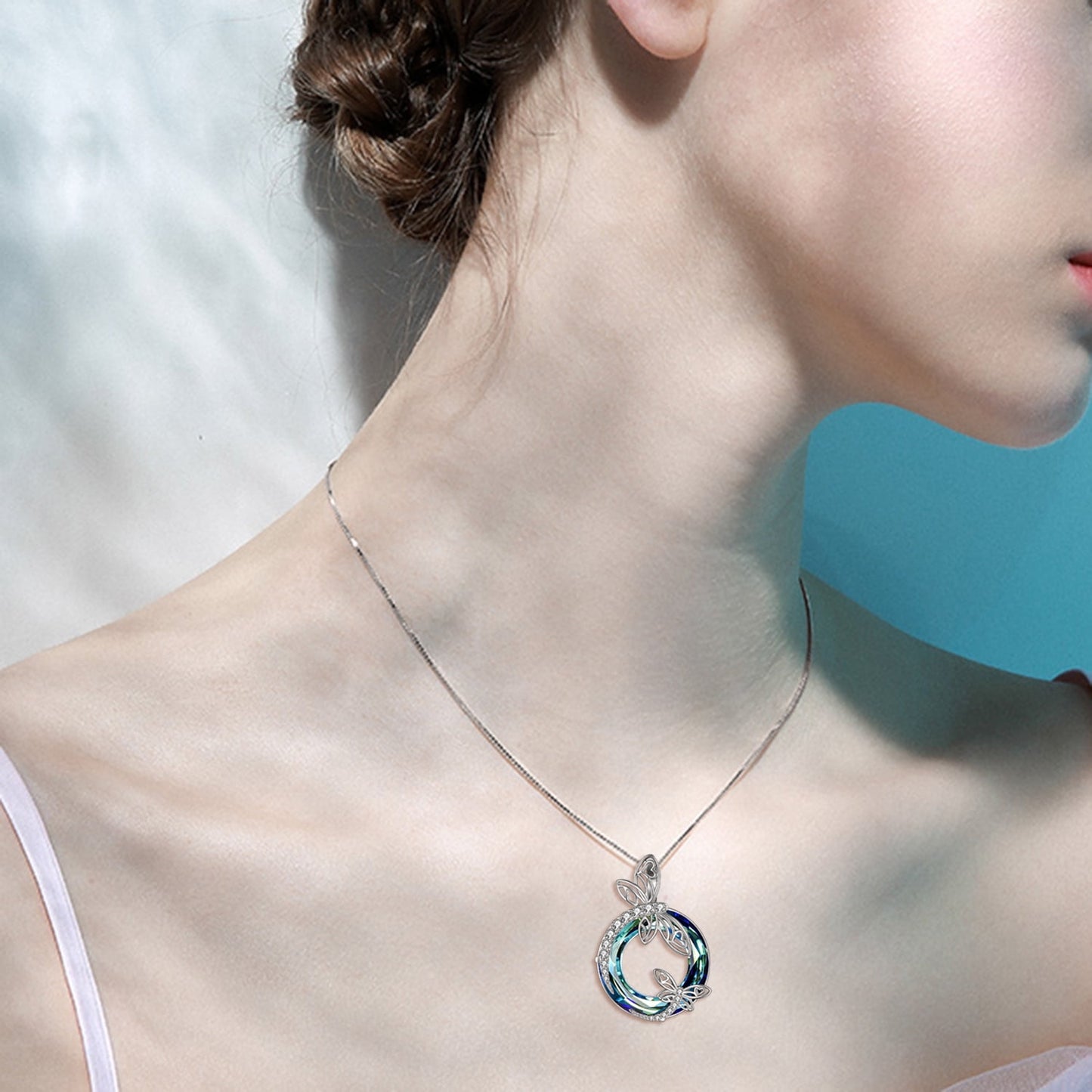 Sterling Silver Dragonfly Necklace Blue Crystal Birthday Anniversary Mothers Day Christmas Gifts for Women
