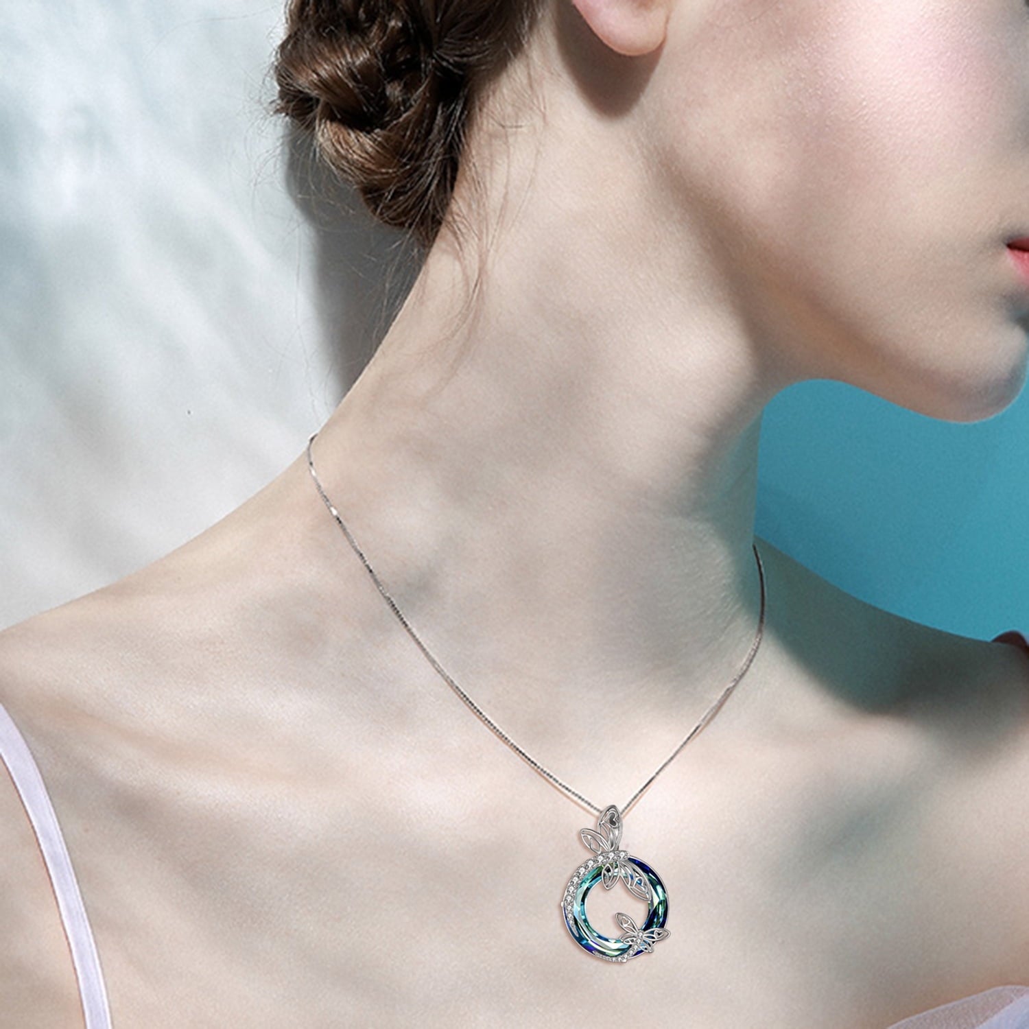 Sterling Silver Dragonfly Necklace Blue Crystal Birthday Anniversary Mothers Day Christmas Gifts for Women